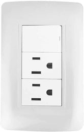 Placa Armada Sanelec Toscana, 1 Apagador y 2 Contactos, Acero Inox, Color Silver