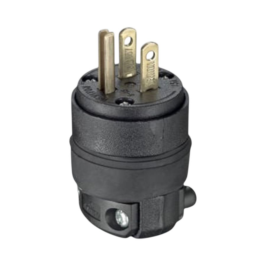 Clavija de Hule Leviton de Uso Rudo, 15A, 125V, NEMA 5-15P, Negra