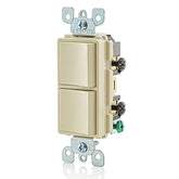 Interruptor Dúplex Leviton Decora, 2 en 1, 15A, 120/277V, Color Marfil - imagen 2