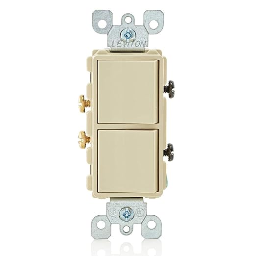 Interruptor Dúplex Leviton Decora, 2 en 1, 15A, 120/277V, Color Marfil