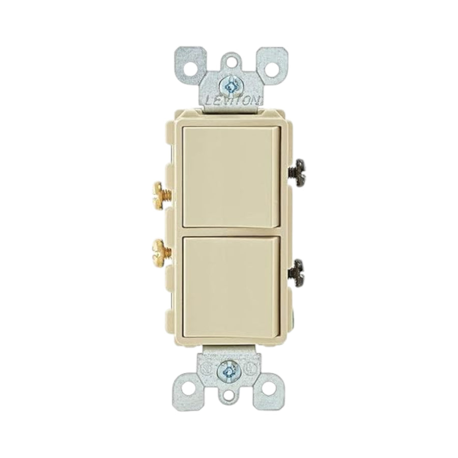 Interruptor Dúplex Leviton Decora, 2 en 1, 15A, 120/277V, Color Marfil