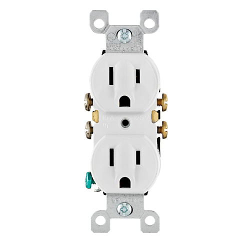 Contacto Dúplex Leviton, 15A, 125V, 2 Polos + Tierra, Blanco
