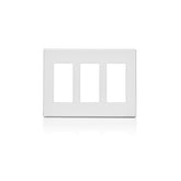 Placa de Nylon Leviton Decora Plus, 3 Unidades, Sin Tornillos, Blanca