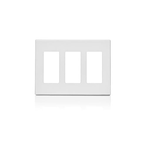Placa de Nylon Leviton Decora Plus, 3 Unidades, Sin Tornillos, Blanca