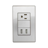 Placa Armada Sanelec Cordoba con 1 Contacto y 2 USB (2.1A) Gris