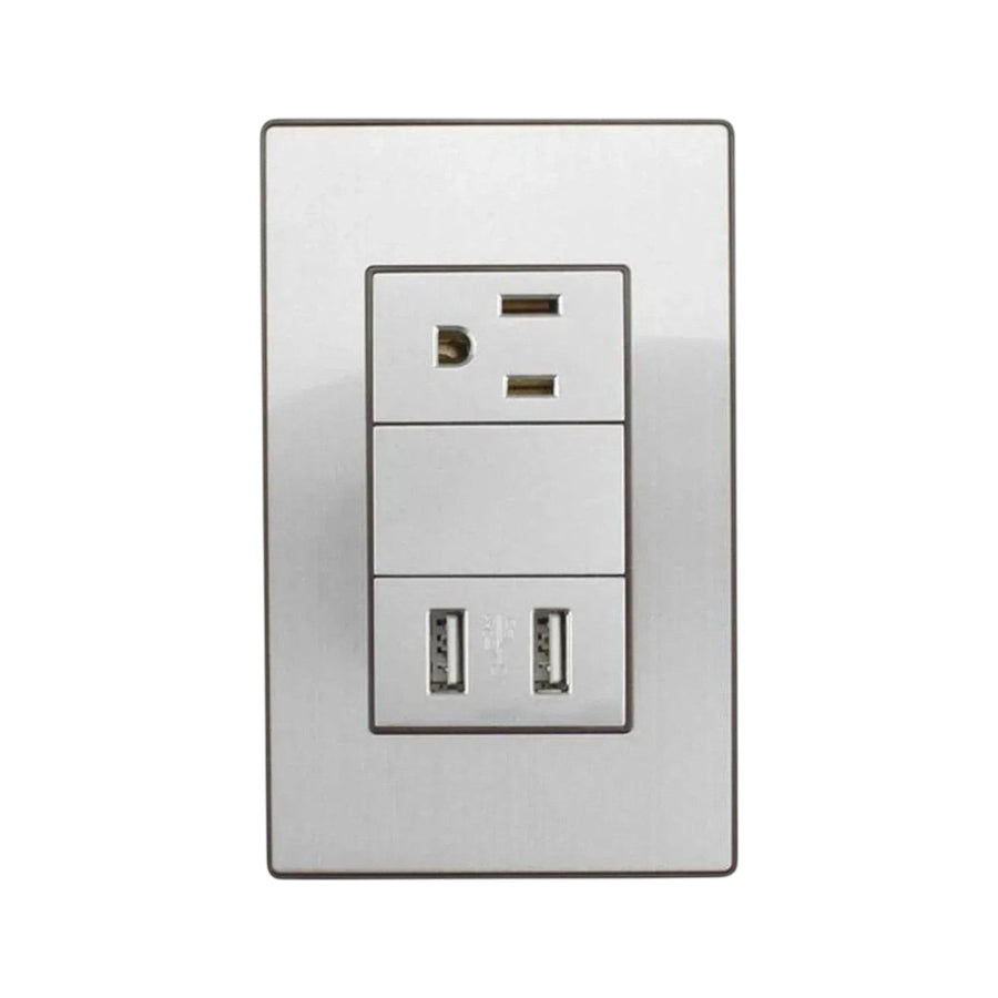 Placa Armada Sanelec Cordoba con 1 Contacto y 2 USB (2.1A) Gris