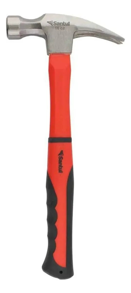 Martillo de Uña Curva de 16 Oz con Mango de Fibra de Vidrio Santul