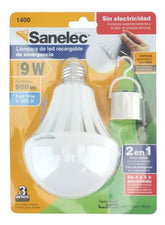 Foco LED de Emergencia Sanelec, Recargable, 9W, Luz Fría, Base E26 - imagen 3
