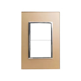 Placa Armada Sanelec Venecia, 1 Apagador Sencillo y 1 de Escalera, Color Champagne