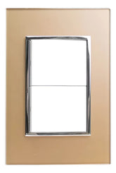 Placa Armada Sanelec Venecia, 1 Apagador Sencillo y 1 de Escalera, Color Champagne