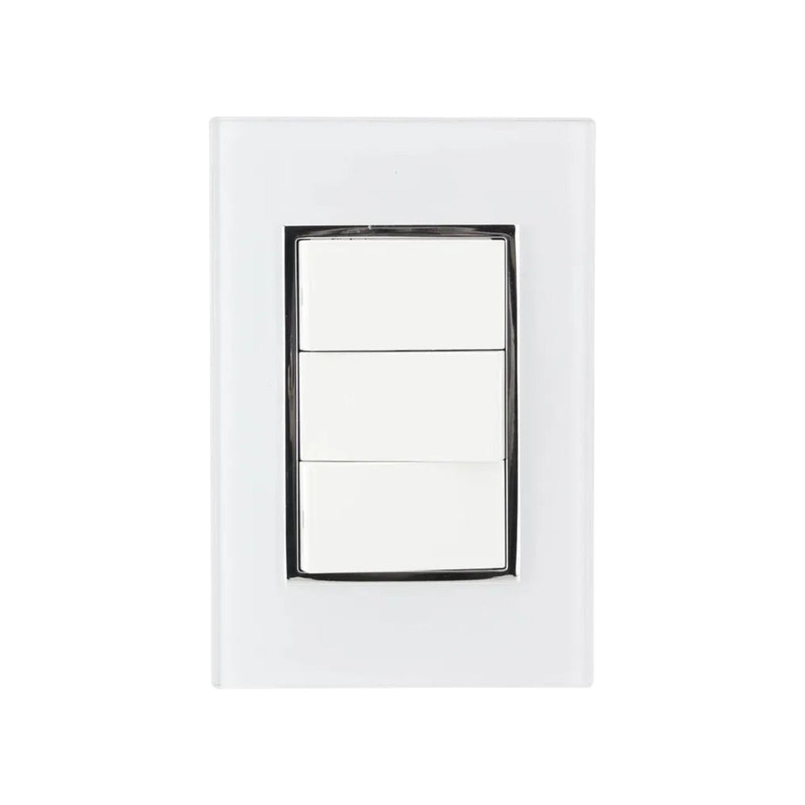 Placa Armada Sanelec Venecia con 3 Apagadores Sencillos, 10A, Blanco