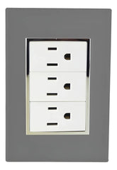 Placa Armada Sanelec Venecia con 3 Contactos, Color Humo