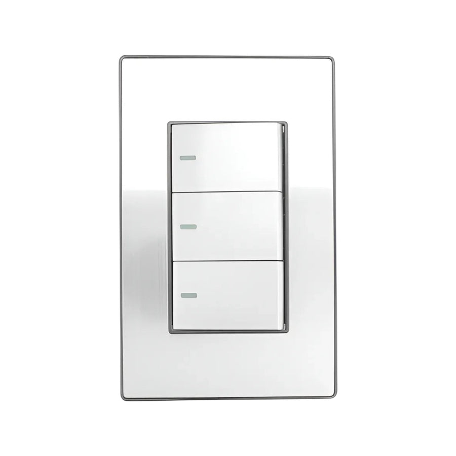 Placa Armada Sanelec Cordoba con 3 Apagadores, Acero Inoxidable