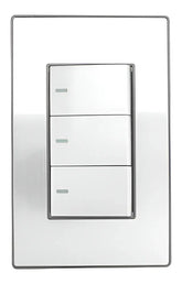 Placa Armada Sanelec Cordoba con 3 Apagadores, Acero Inoxidable