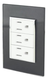 Placa Armada Sanelec Venecia con 3 Contactos, Color Humo - imagen 2