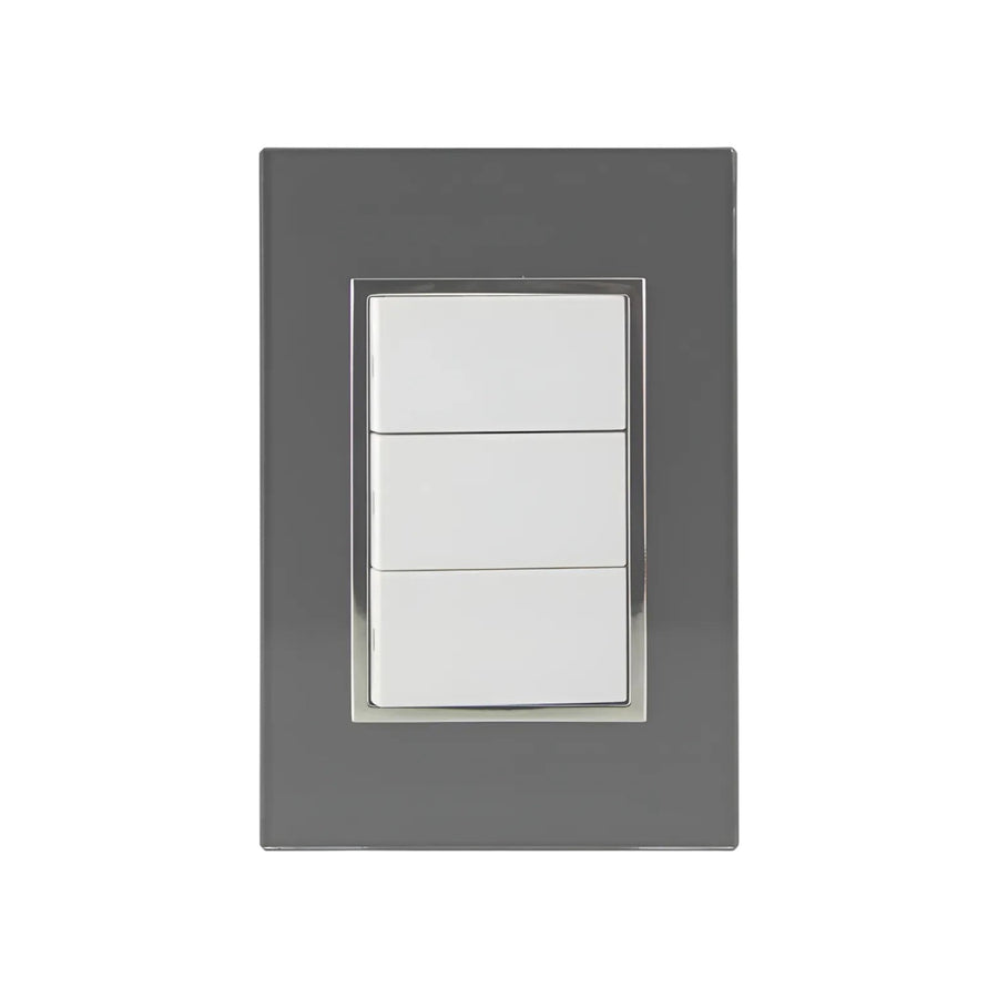 Placa Armada Sanelec Venecia con 3 Apagadores Sencillos, Color Humo