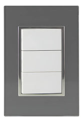 Placa Armada Sanelec Venecia con 3 Apagadores Sencillos, Color Humo