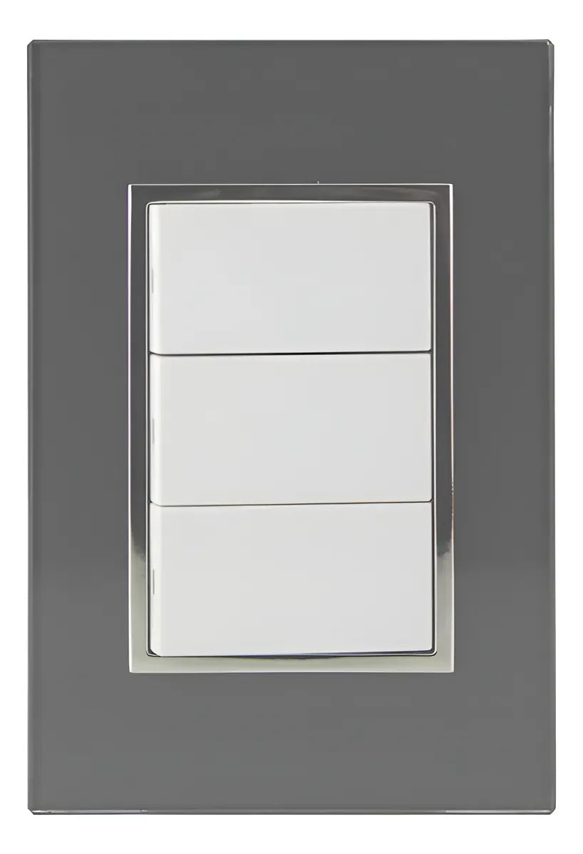 Placa Armada Sanelec Venecia con 3 Apagadores Sencillos, Color Humo