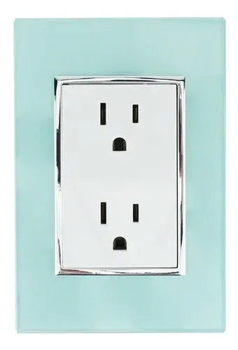 Placa Armada Sanelec Venecia con 2 Contactos, Color Aqua