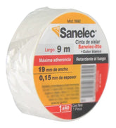 Cinta de Aislar Sanelec, Blanca, 19 mm x 9 m