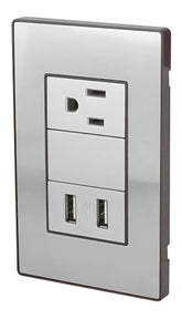 Placa Armada Sanelec Cordoba con 1 Contacto y 2 USB (2.1A) Gris - imagen 2