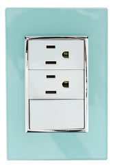 Placa Armada Sanelec Venecia Aqua, 1 Apagador y 2 Contactos, Uso Exterior, IP54