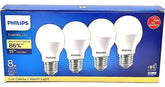 Paquete de 4 Focos Philips LED Bulb, 8W (Equivale a 60W), Luz Cálida 3000K, Base E27
