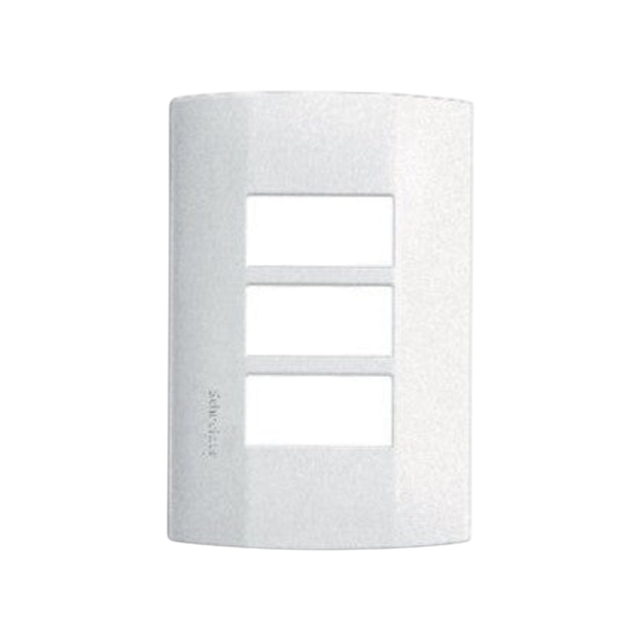 Placa Schneider Electric de 3 Módulos, Línea Duna, Color Blanco