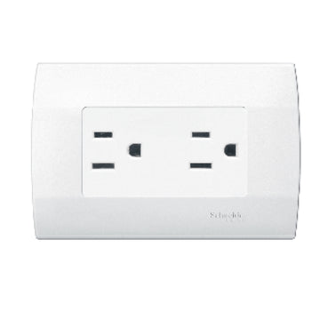Kit Contacto Dúplex Schneider Electric Duna, 15A, 127V, 2P+T, Blanco, con Placa