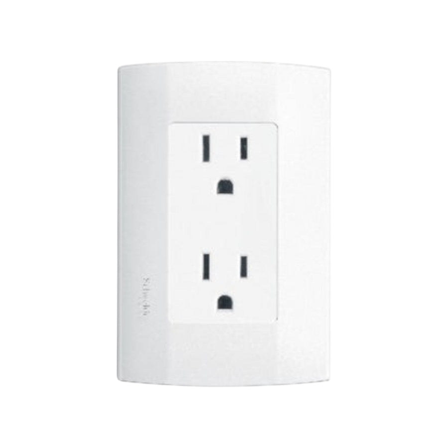 Kit Contacto Dúplex Schneider Electric Duna, 15A, 127V, 2P+T, Blanco, con Placa
