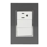 Placa Armada Sanelec Venecia, 2 Apagadores y 1 Contacto, Color Humo