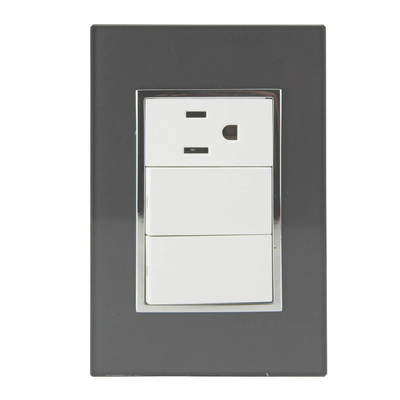 Placa Armada Sanelec Venecia, 2 Apagadores y 1 Contacto, Color Humo