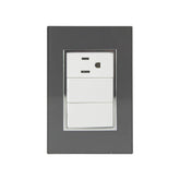 Placa Armada Sanelec Venecia, 2 Apagadores y 1 Contacto, Color Humo