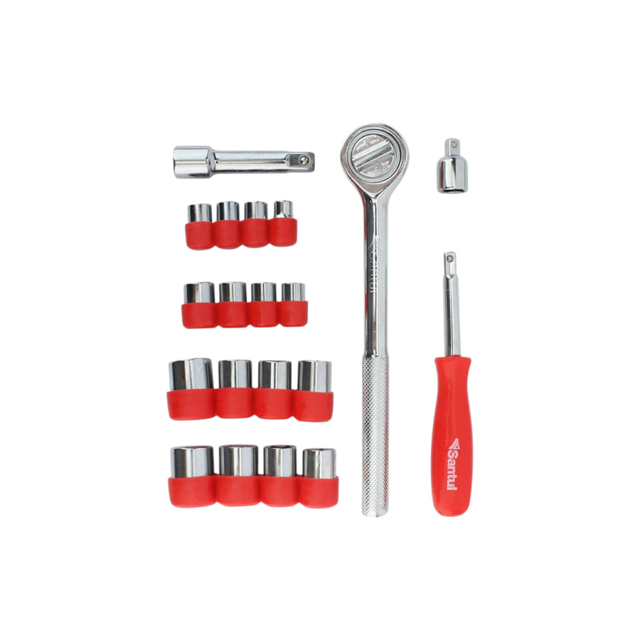 Juego de Matraca Santul con 16 Dados Métricos y Estándar de 3/8 Pulg