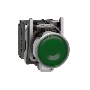 Pulsador Iluminado Metálico Schneider Harmony XB4, Verde, 120V, Protegido
