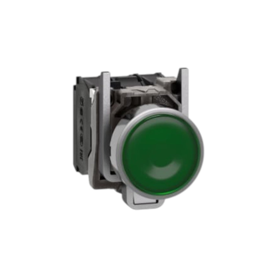 Pulsador Iluminado Metálico Schneider Harmony XB4, Verde, 120V, Protegido