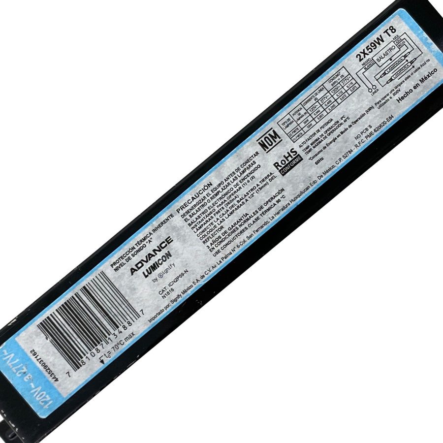 Balastro Electrónico Philips 2x59W T8 Encendido Instantáneo 127V