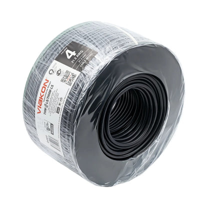 Cable de Cobre Viakon Calibre 4 AWG THW-LS, Negro, Rollo 100m, 600V