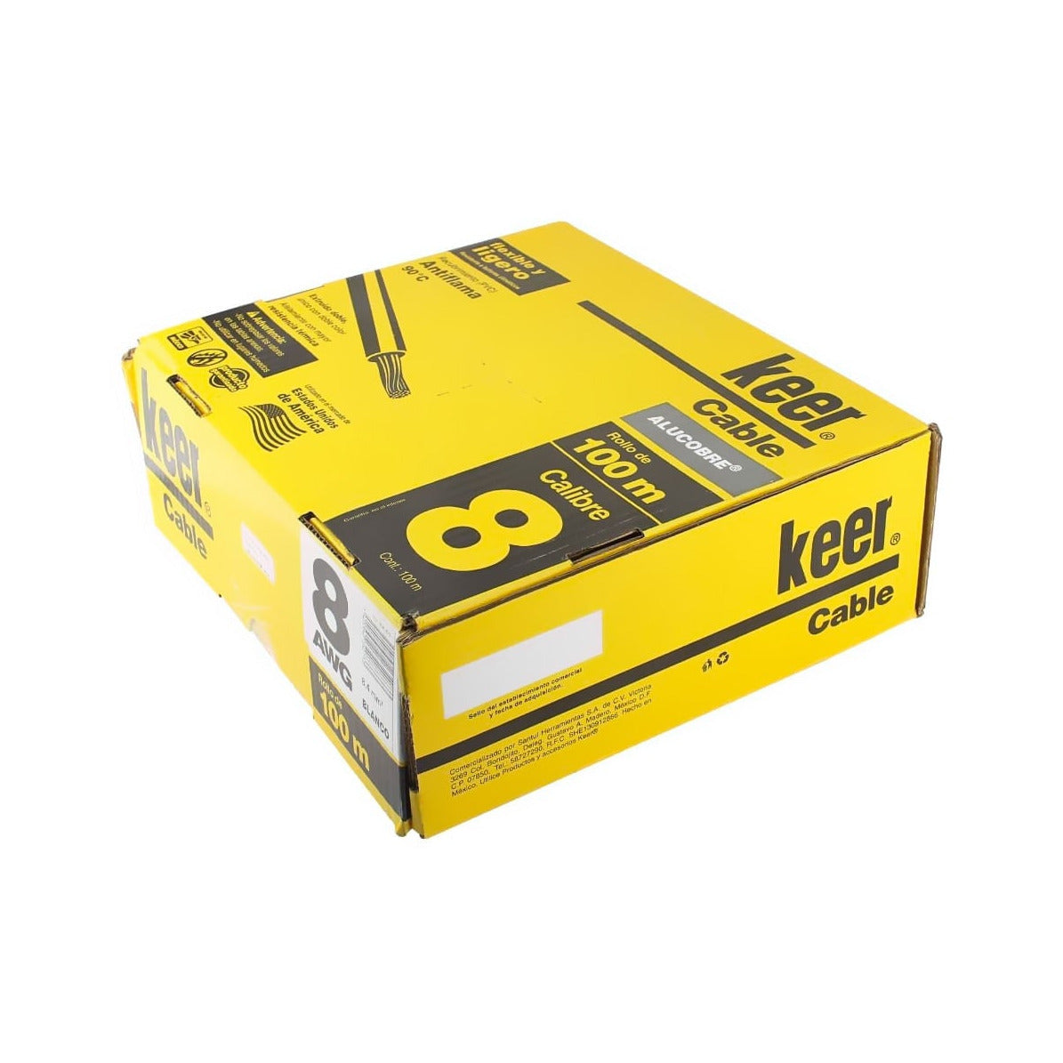 Cable Eléctrico Santul Calibre 8 AWG Tipo THW Blanco Rollo de 100 m KR340733 - imagen 3