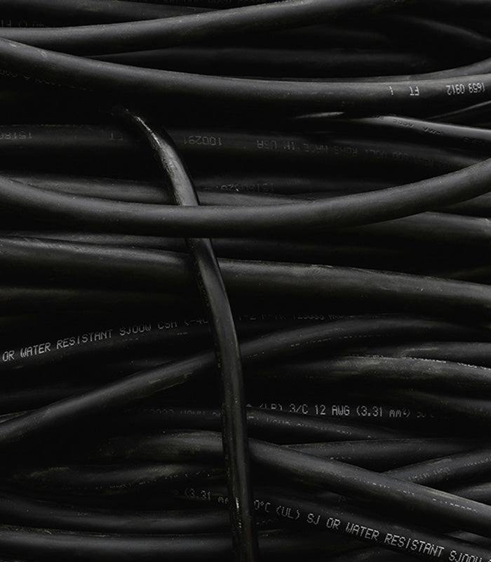 Cable de uso rudo negro enrollado de 3 conductores calibre 12 AWG