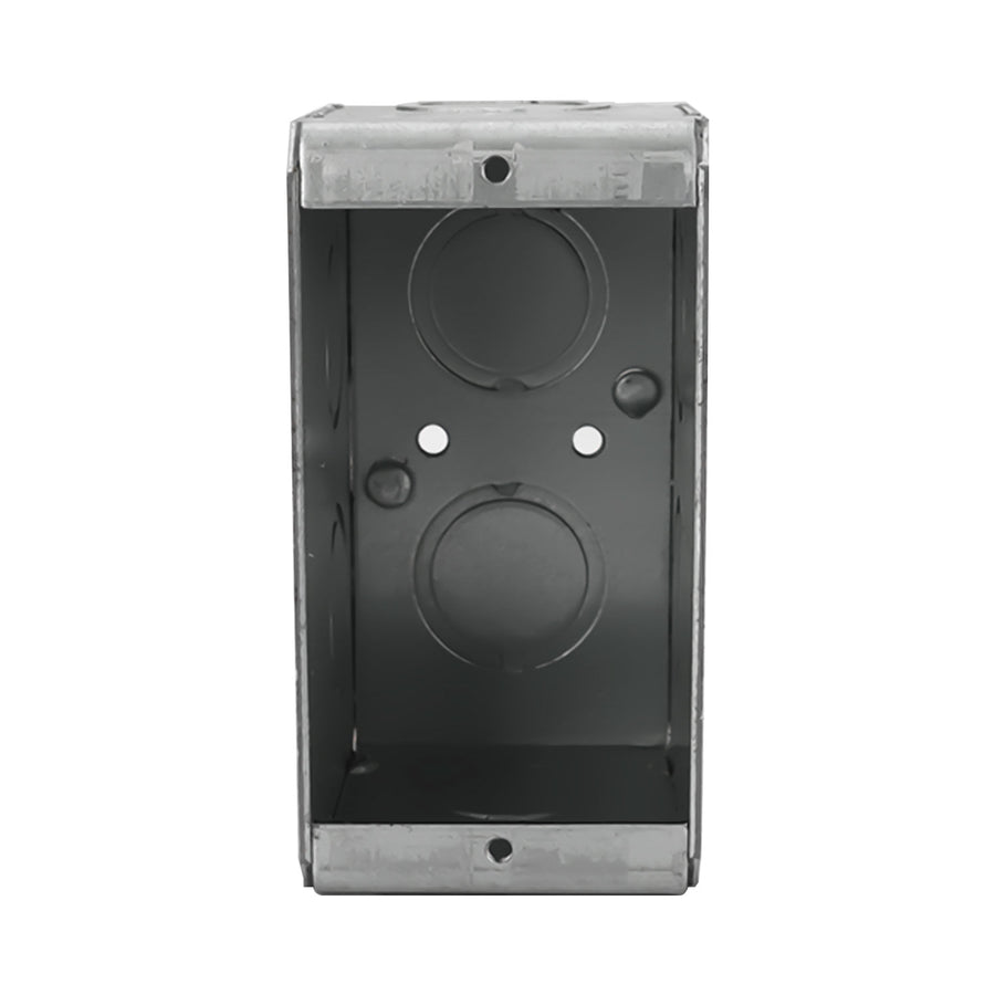 Caja Chalupa Hubbell 2x4 pulg, 2-1/2 pulg de Profundidad, Acero Galvanizado, KO 1/2' y 3/4'