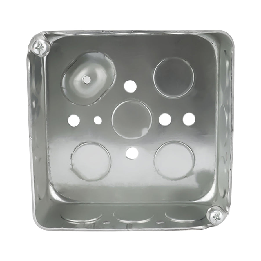 Caja Cuadrada de Acero Hubbell 4x4 pulg, 1-1/2 pulg de Profundidad, KO 1/2' y 3/4'