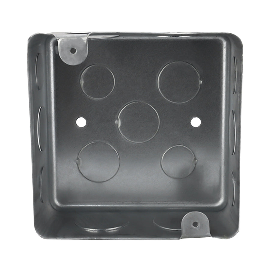 Caja de Registro Cuadrada 4x4 pulg Maquilados Rojas, Acero Galvanizado, Entradas de 1 pulg