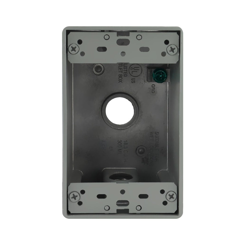Caja de Conexiones Rectangular Argos de Aluminio, 3 Orificios de 1/2 Pulgada