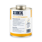 Cemento PVC Transparente B&K, Condiciones Normales, Lata de 475 ml con Aplicador, vista 2