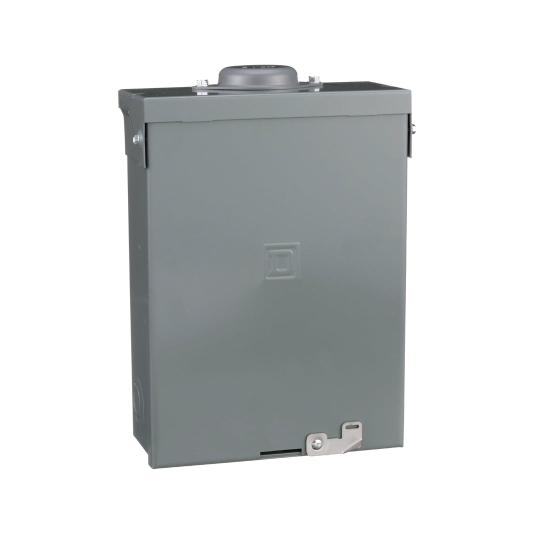 Centro de carga Square D QO816L100RB de 8 espacios NEMA 3R para intemperie, vista en ángulo