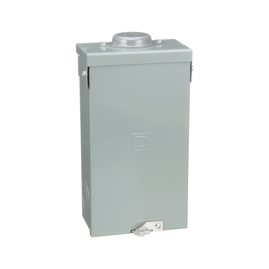 Gabinete Square D QO3100BNRB, NEMA 3R para interruptor QO de 3 polos, vista en ángulo
