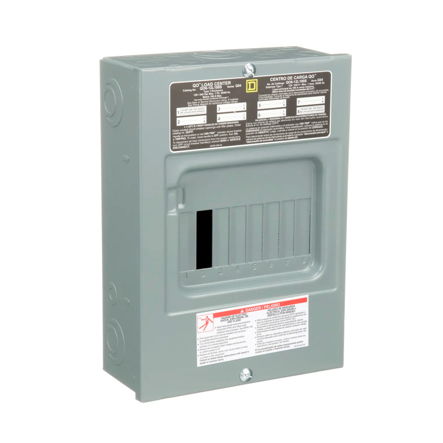 Centro de Carga Square D QO 100A 1 Fase 6 Espacios NEMA 1 Zapatas Principales de Sobreponer QO612L100S