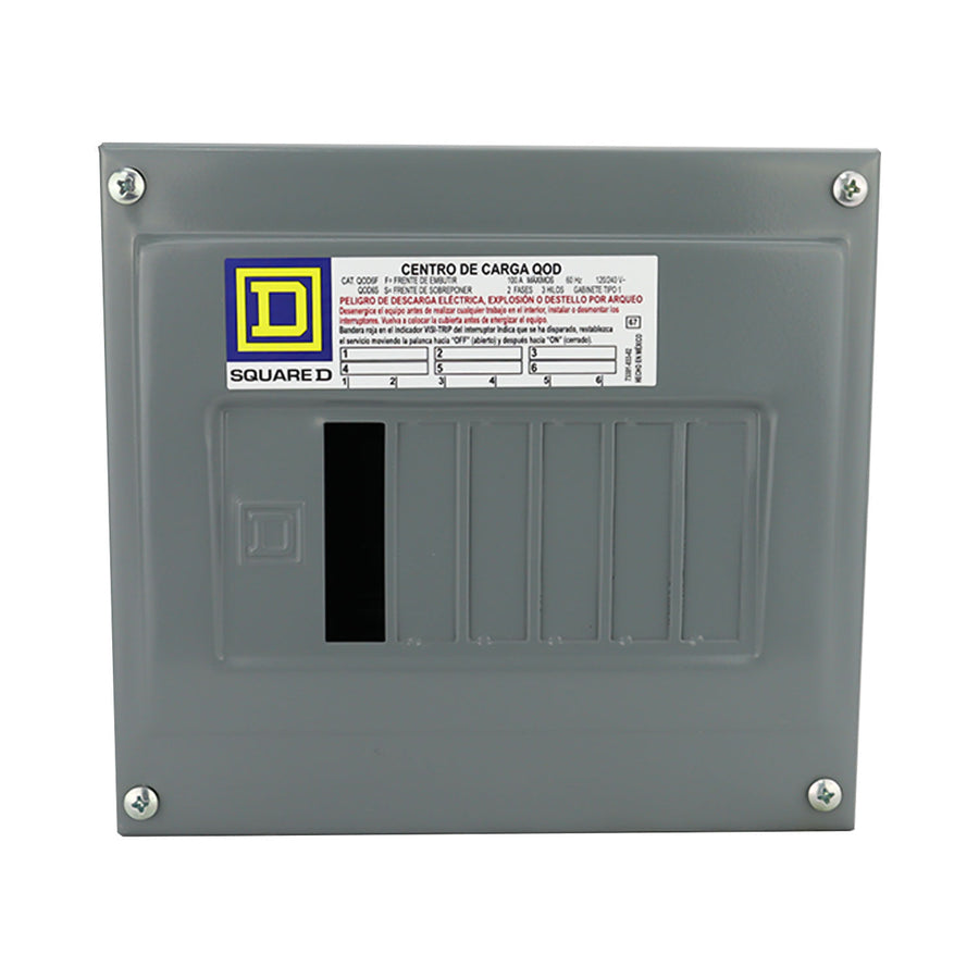 Centro de Carga Square D QOD 100A 2 Fases 6 Espacios NEMA 1 para Sobreponer QOD6S - imagen 2