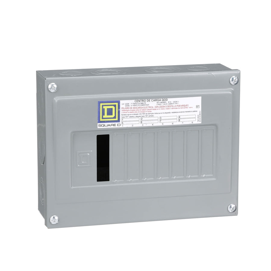 Centro de Carga Square D QOD 100A 2 Fases 8 Espacios NEMA 1 para Sobreponer QOD8S